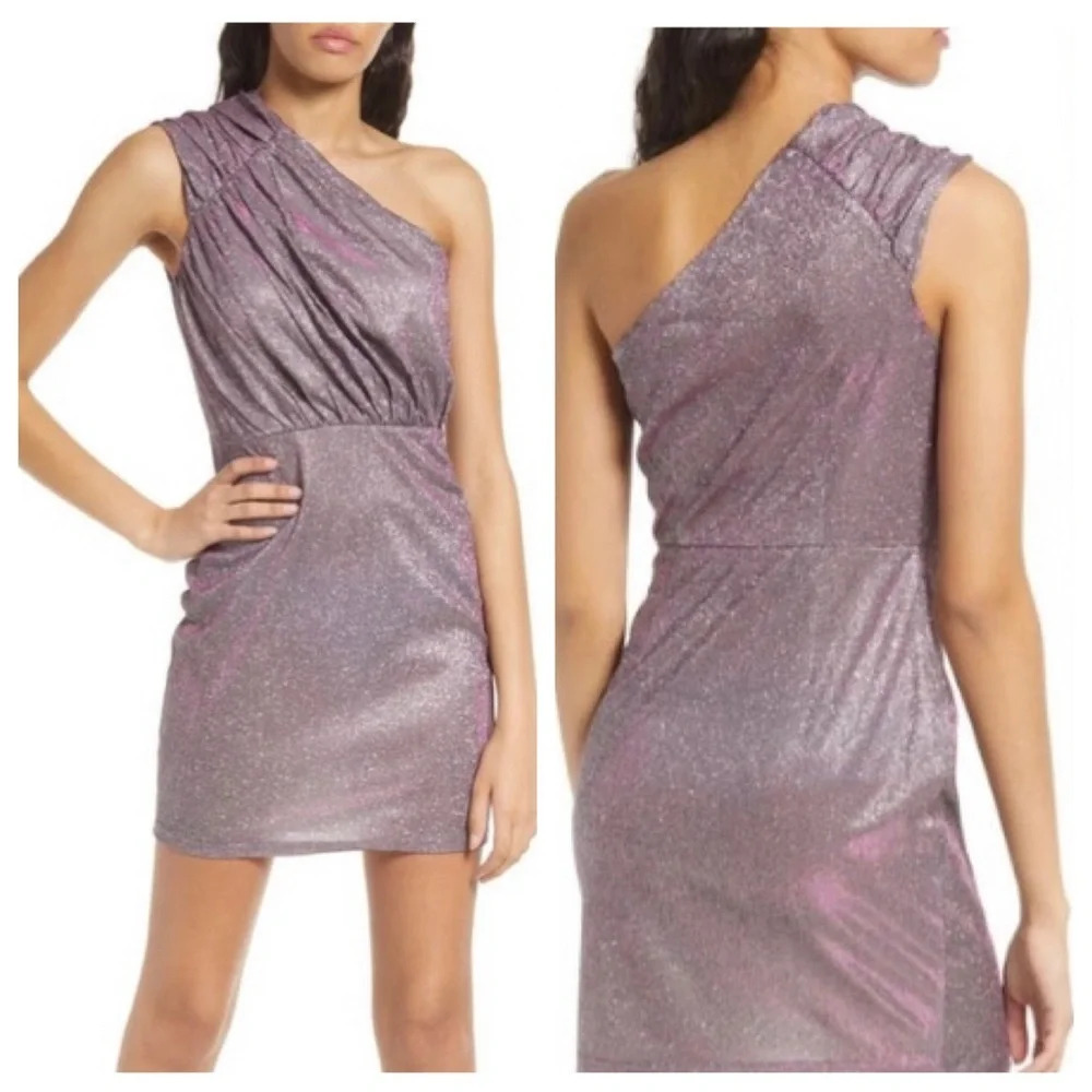 New! Area stars one shoulder sparkle glitter metallic dress nwt 17001